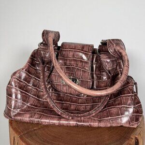 Y2K Danier Pink Crocodile Faux Leather Hobo Bag